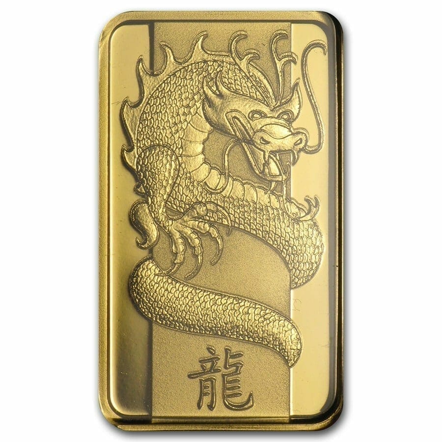 2012 Lunar Year of the Dragon 5g .9999 Gold Minted Bullion Bar - PAMP Suisse 1