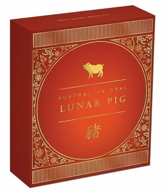 2019 Opal Lunar Series - Year of the Pig 1oz .9999 Silver Proof Coin - The Perth Mint 5