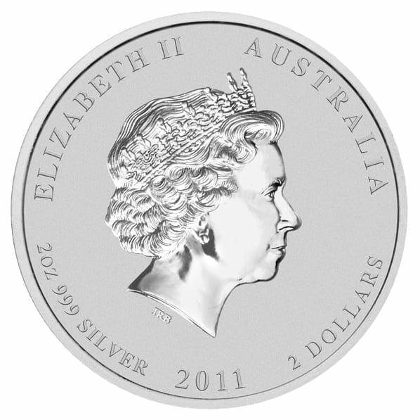 2011 Year of the Rabbit 2oz .999 Silver Bullion Coin - Lunar Series II - The Perth Mint 5