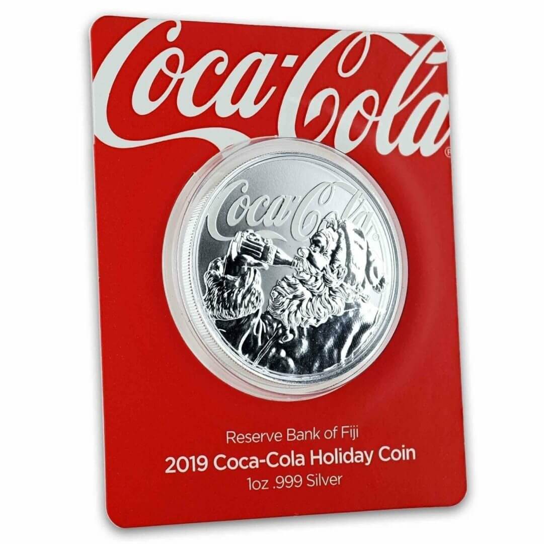 2019 1oz .999 Silver Coca-Cola Santa Holiday Coin - Limited Mintage Collectible 5