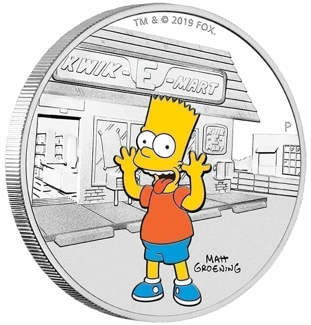 2019 The Simpsons - Bart & Homer 2 Silver Coin Set - Coloured 1oz & 1oz in Card 5