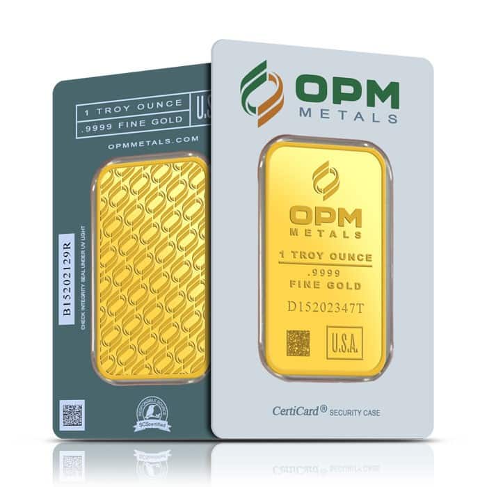 OPM 1oz .9999 Gold Minted Bullion Bar 3