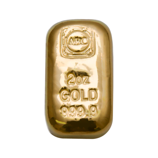 abc 2oz 9999 gold cast bullion bar
