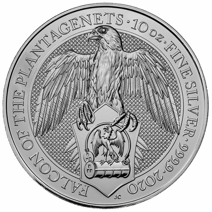 2020 The Queen's Beasts - The Falcon of the Plantagenets 10oz .9999 Silver Bullion Coin 1