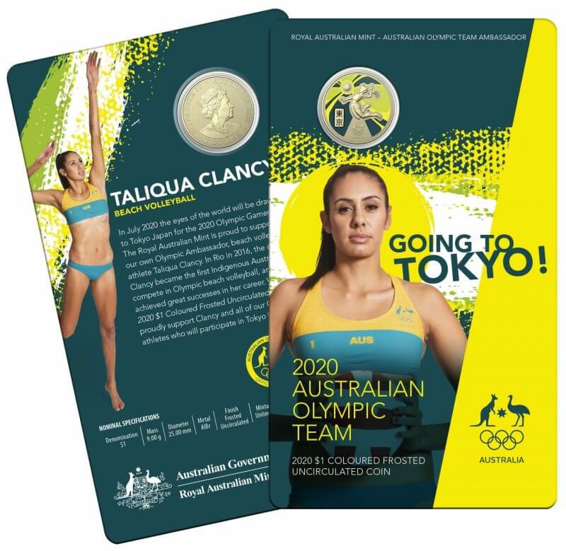 2020 $1 Australian Olympic Team - Ambassador Uncirculated Coloured Coin - AlBr 7
