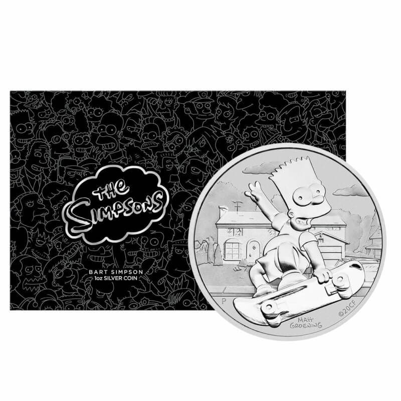 2020 The Simpsons - Bart Simpson 1oz .9999 Silver Coin in Black Card 1