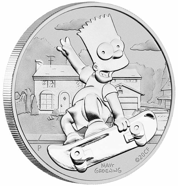 2020 The Simpsons - Bart Simpson 1oz .9999 Silver Coin in Black Card 3