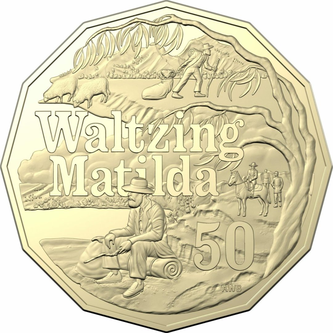 2020 50c Banjo Paterson - Waltzing Matilda Uncirculated Coin in Card - AlBr 3