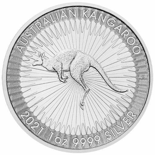 2021 australian kangaroo 1oz 9999 silver bullion coin front