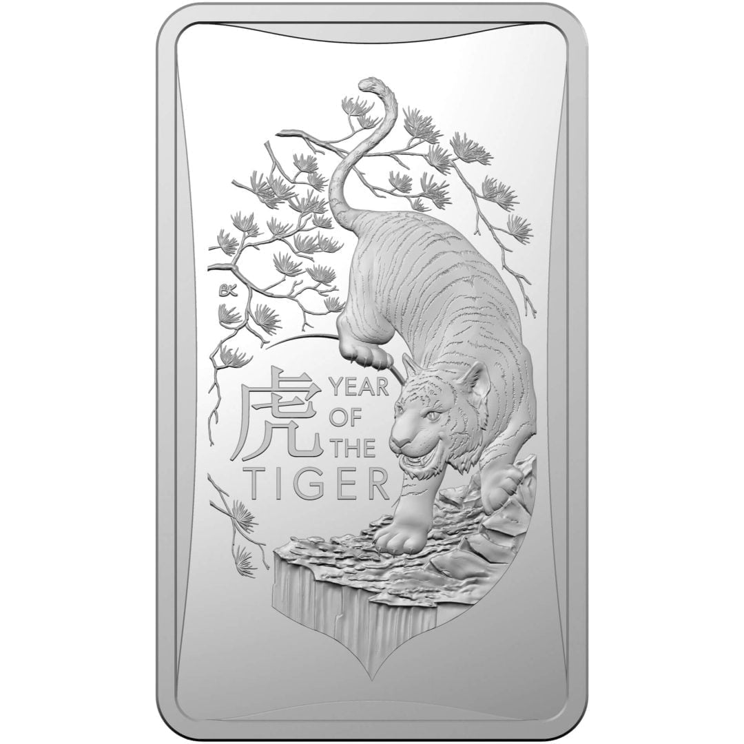 2022 $1 Lunar Year of the Tiger 1/2oz .999 Silver Frosted Ingot