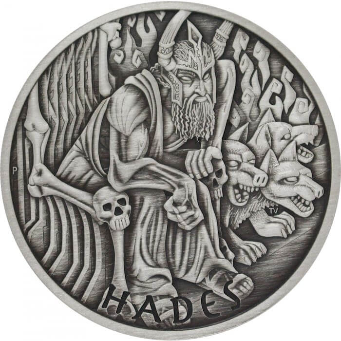2021 Gods of Olympus - Hades 1oz .9999 Silver Antiqued Coin