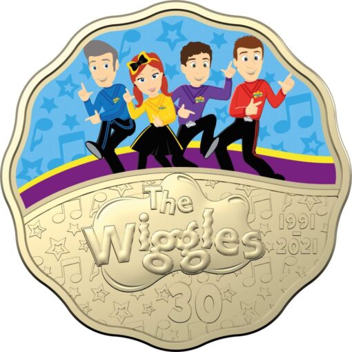 2021 30 years of the wiggles 30c coloured scalloped two coin set albr