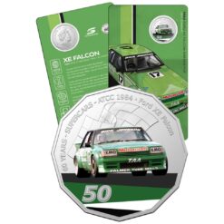 2020 50c 1984 Ford XE Falcon Greens-Tuf - 60 Years of Supercars Coloured Coin in Card