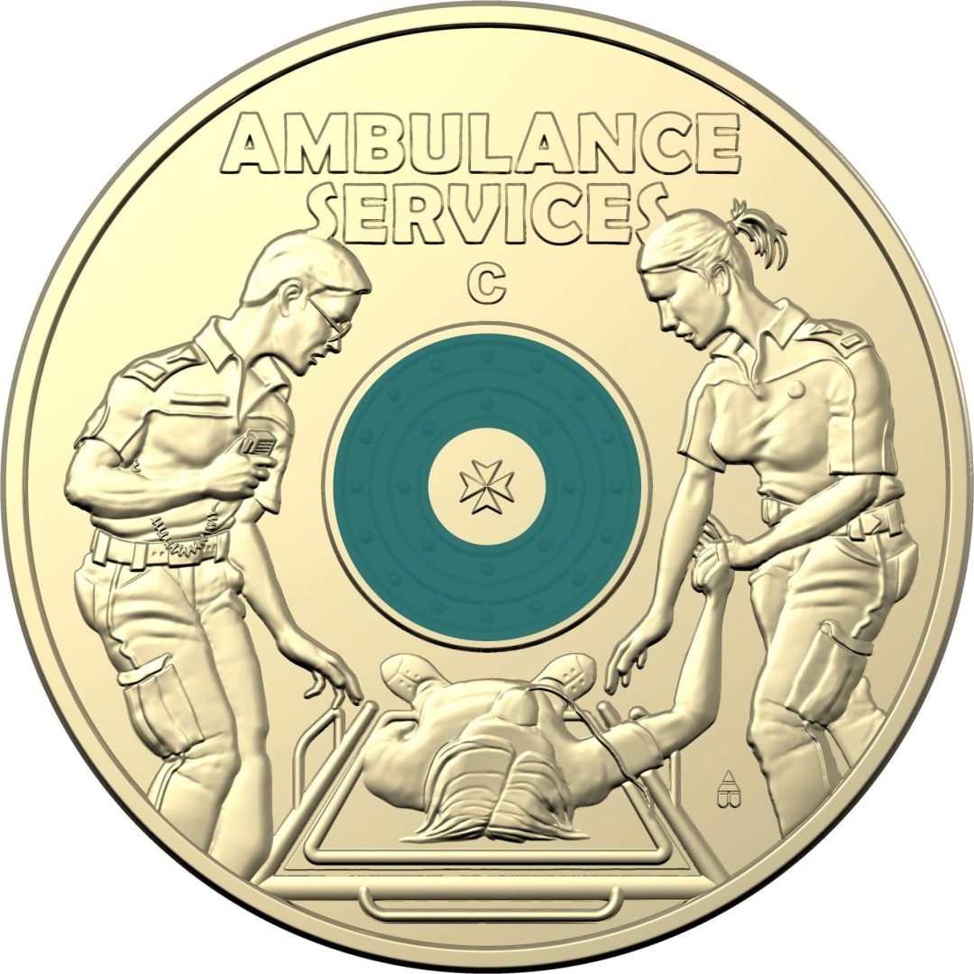 2021 $2 Australian Ambulance Services "C" Mintmark Uncirculated Coloured Coin in Card - AlBr