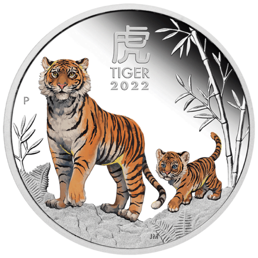 2022 year of the tiger trio 1oz 9999 silver coloured coin lunar series iii