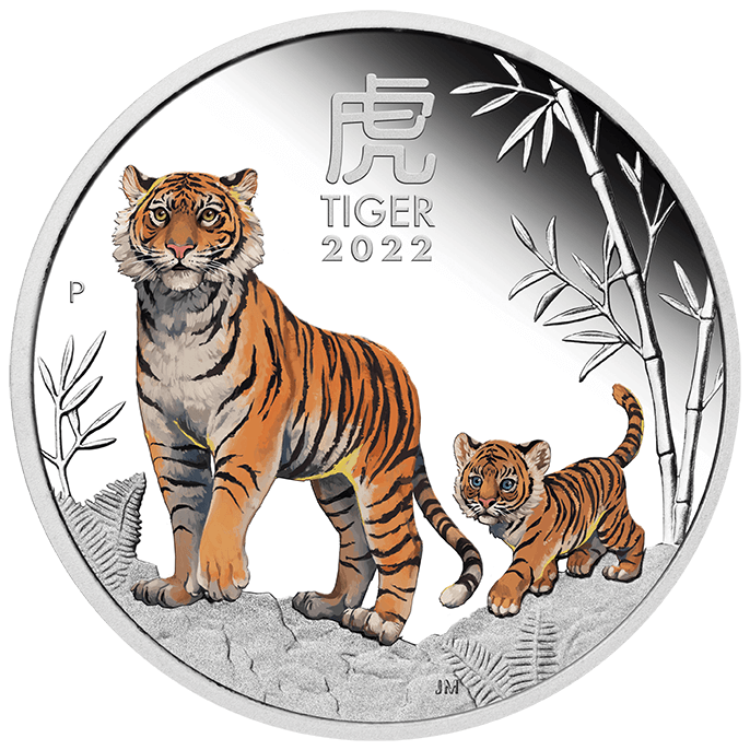 2022 Year of the Tiger Trio 1oz .9999 Silver Coloured Coin - Lunar Series III