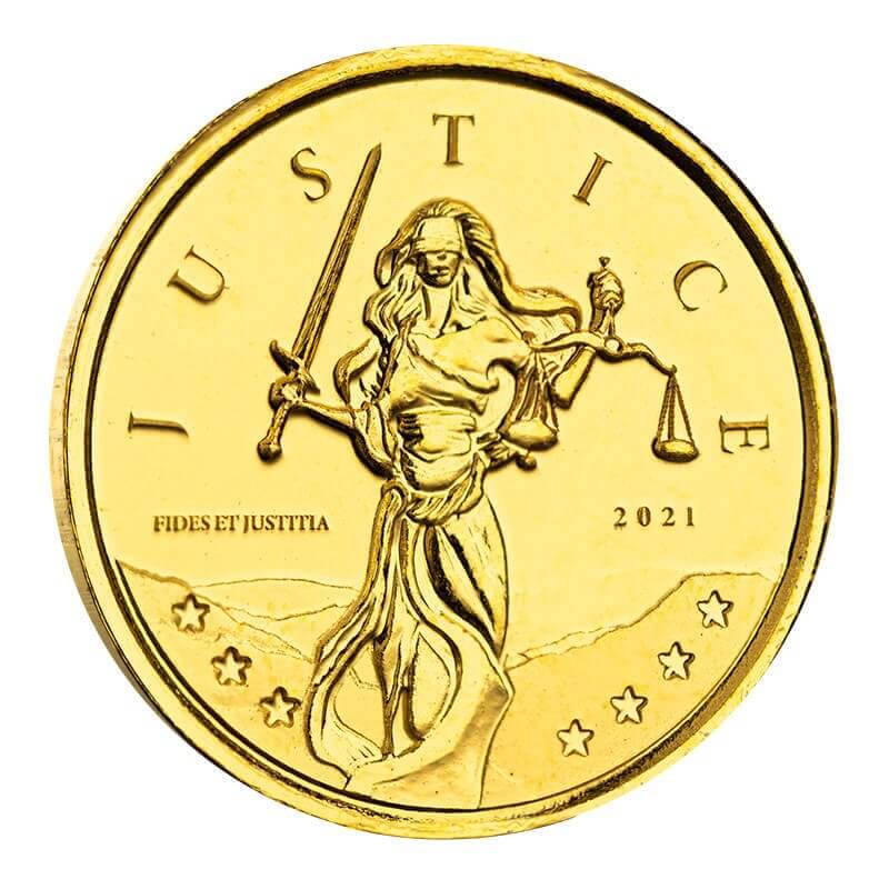2021 Gibraltar Lady Justice 1/10oz .9999 Gold Bullion Coin