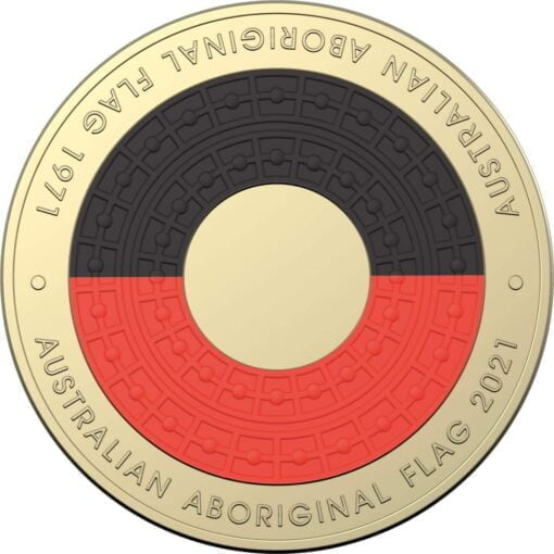 2021 $2 50th anniversary of the australian aboriginal flag coloured coin in mint roll
