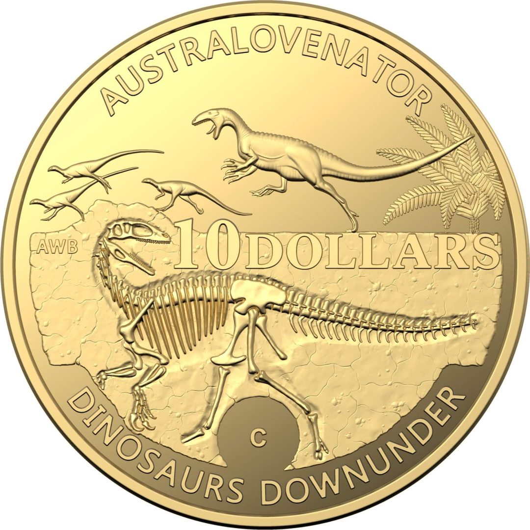 2022 $10 Australian Dinosaurs Down Under 1/10oz .9999 'C' Mintmark Gold Proof Coin