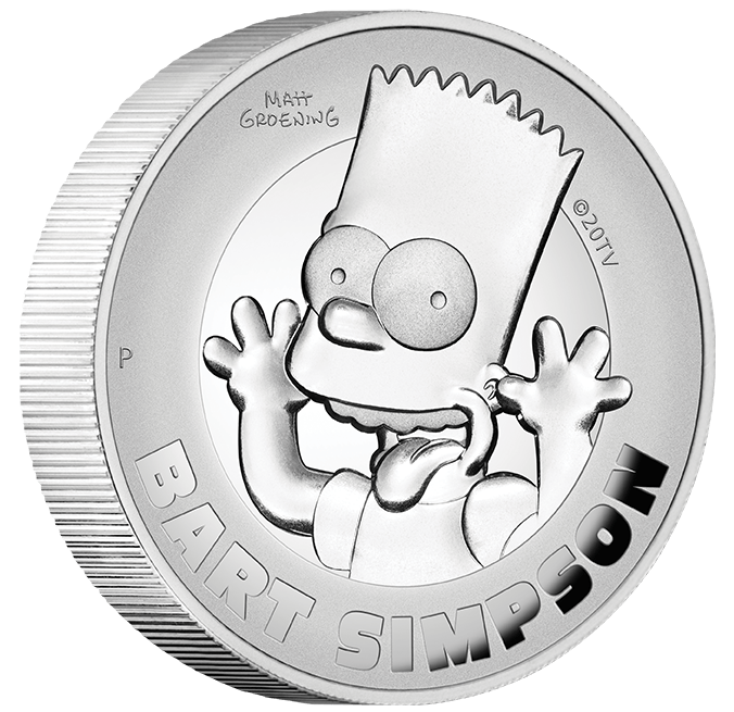 2022 The Simpsons - Bart Simpson 2oz .9999 Silver Proof High Relief Coin