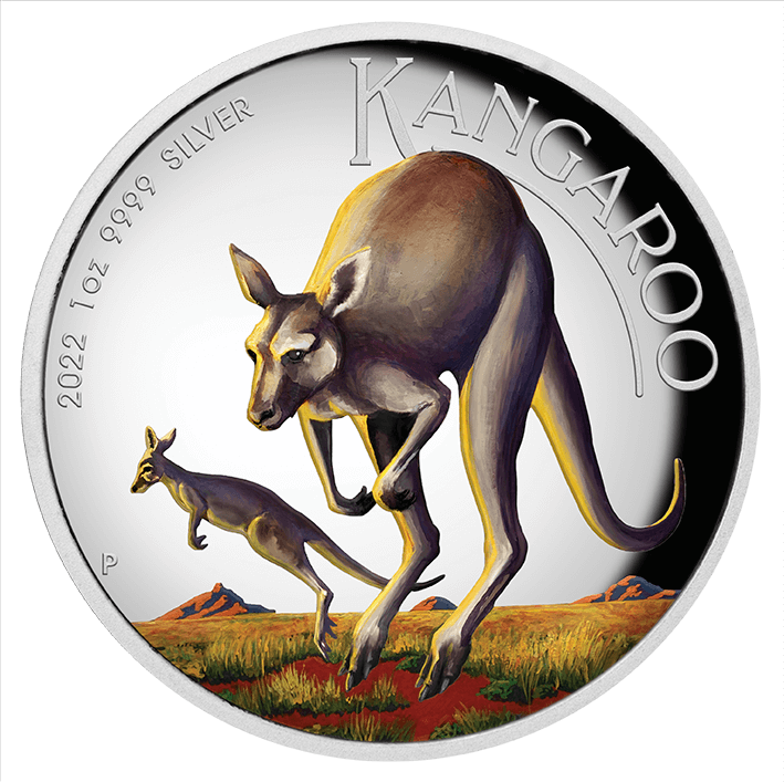 2022 Australian Kangaroo 1oz .9999 Silver Proof High Relief Coloured Coin