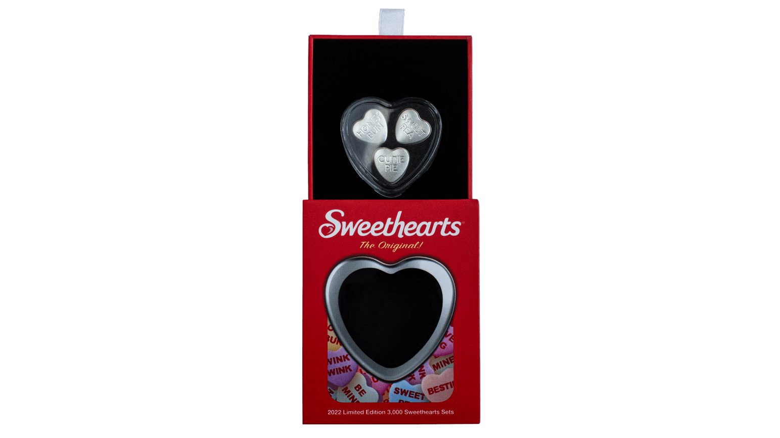 2022 Sweethearts Candy 30g Pure Silver 3 Hearts Set - 3 x 10g Hearts