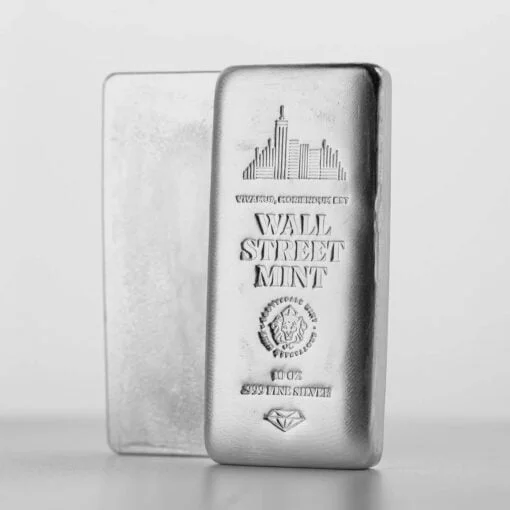 wall street mint 10oz 999 silver cast bullion bar
