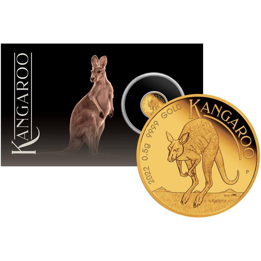 2022 Mini Roo 0.5g .9999 Gold Proof Coin in Card