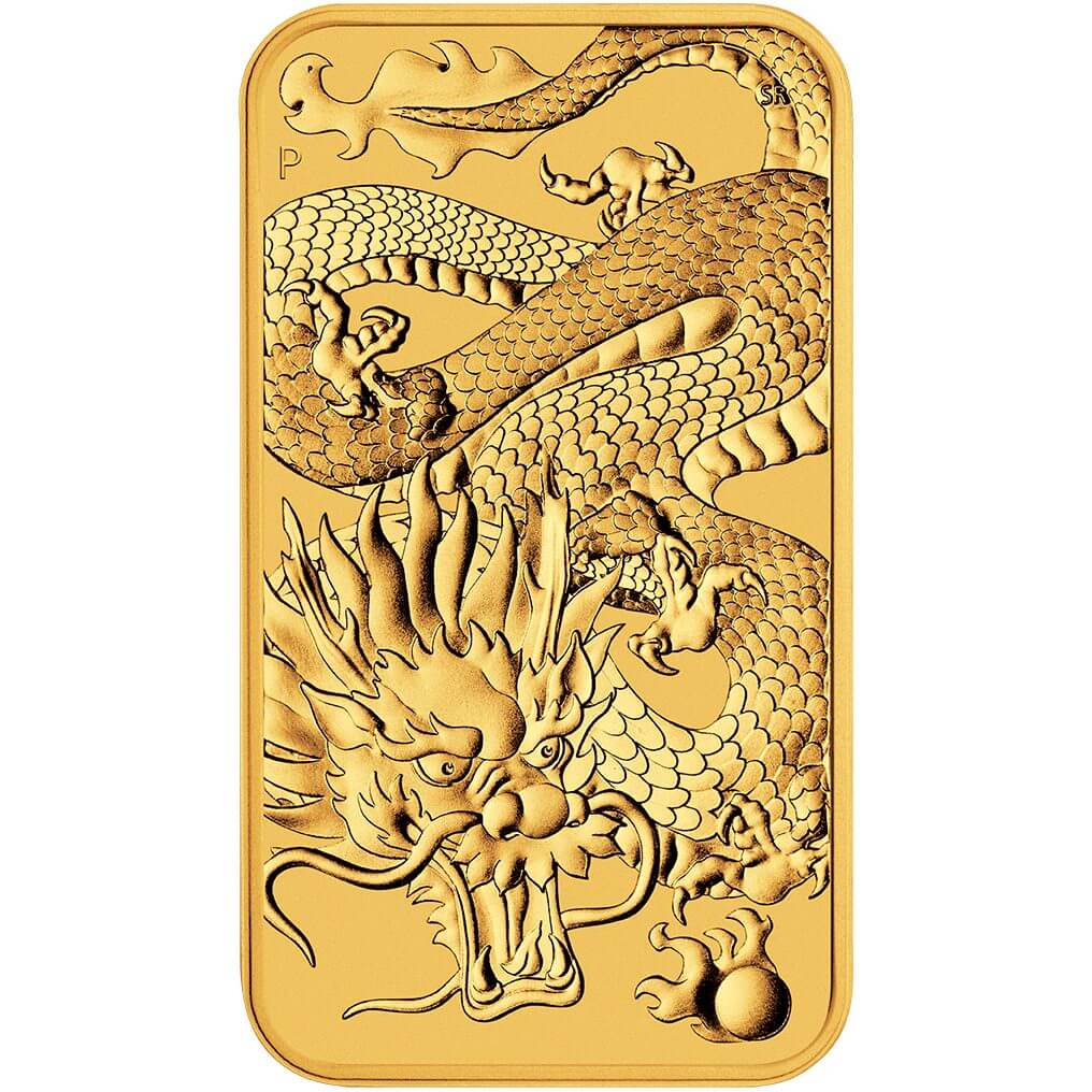 2022 Dragon 1oz .9999 Gold Bullion Rectangular Coin