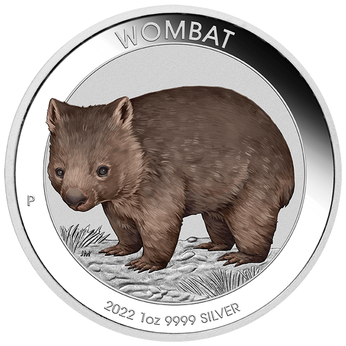 2022 Australian Wombat 1oz .9999 Silver Coloured Coin in Card