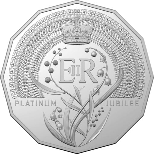 2022 50c platinum jubilee of hm queen elizabeth ii uncirculated coin cuni