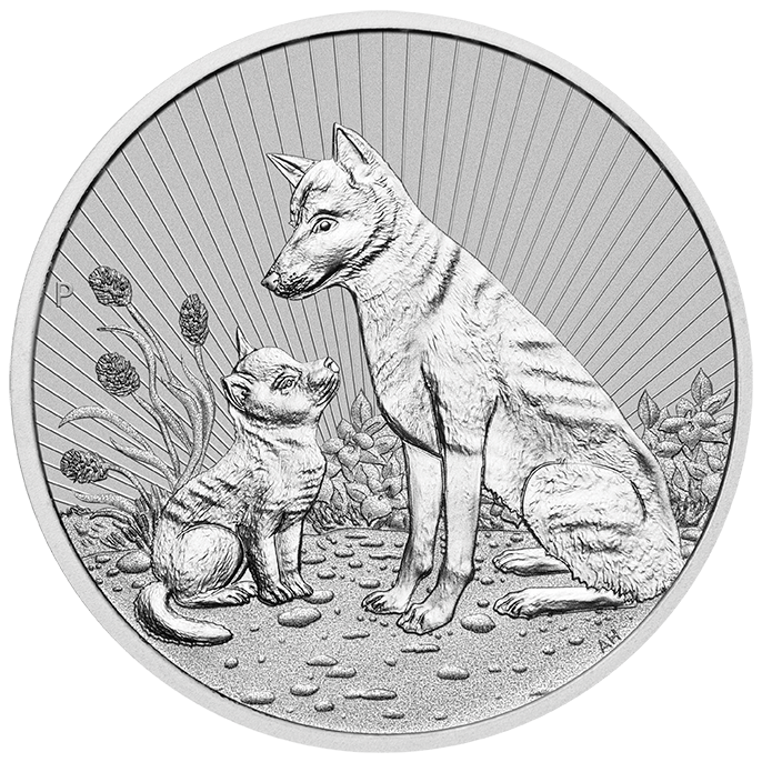 2022 Mother & Baby Dingo 10oz .9999 Silver Bullion Piedfort Coin