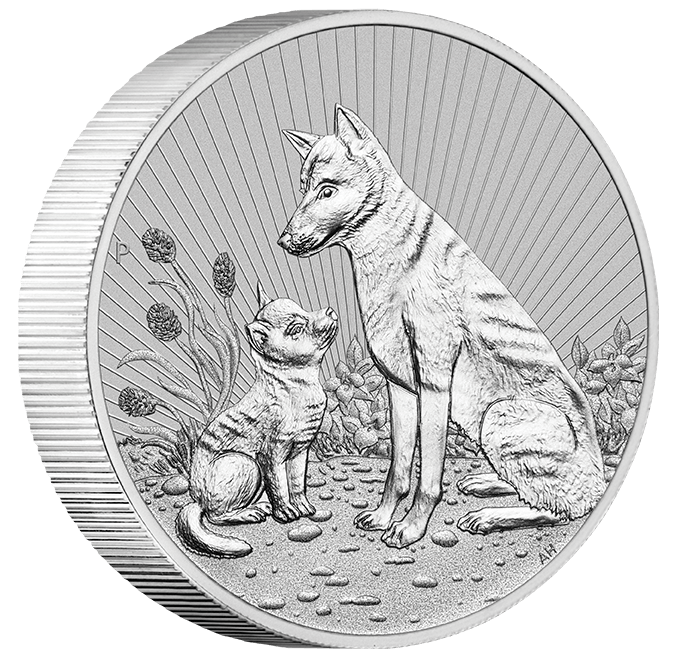 2022 Mother & Baby Dingo 2oz .9999 Silver Bullion Piedfort Coin