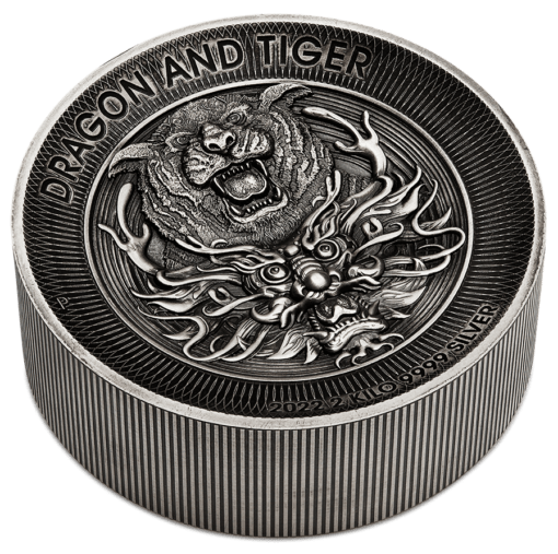 2022 dragon and tiger 2kg 9999 silver antiqued high relief coin