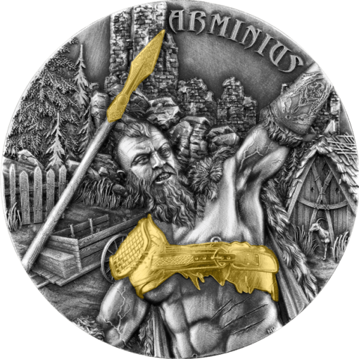 2022 warriors arminius 2oz 9999 silver high relief antiqued coin