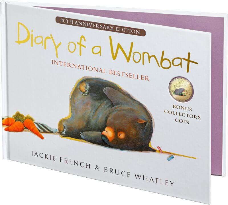 2022 20c 20th Anniversary of Diary of a Wombat Gold Plated Coin in Deluxe Edition Book