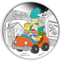 2022 The Simpsons - Krustylu Studios 1oz .9999 Silver Proof Coloured Coin
