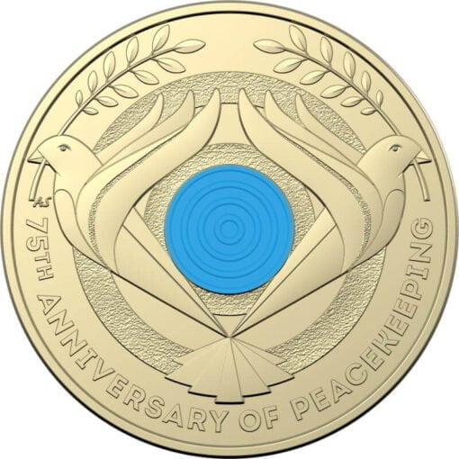 2022 $2 75th anniversary of peacekeeping coloured coin in mint roll albr