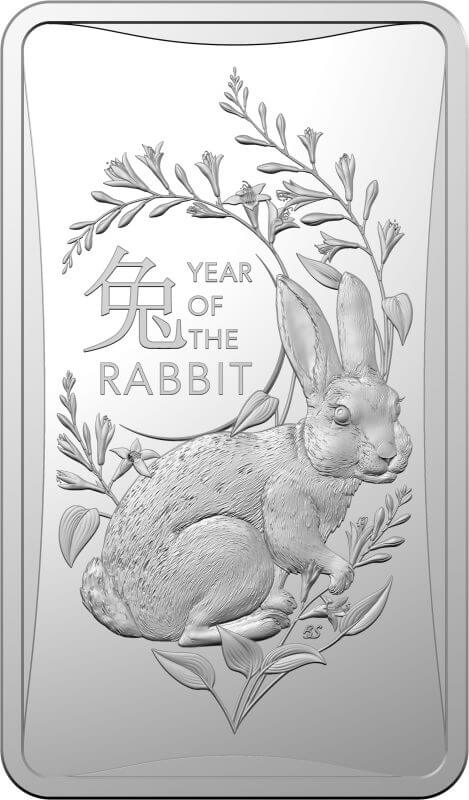 2023 $1 lunar year of the rabbit 12oz 999 silver frosted ingot