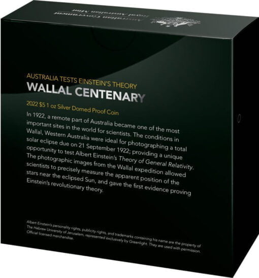2022 $5 wallal centenary australia tests einsteins theory 1oz 999 silver proof domed coin