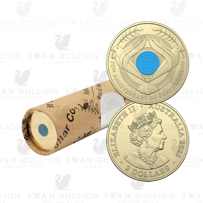 2022 $2 75th Anniversary of Peacekeeping Coloured Coin in Mint Roll - AlBr