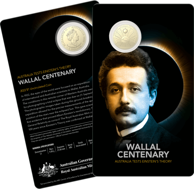 2022 $1 Wallal Centenary - Australia Tests Einstein's Theory Uncirculated Coin in Card - AlBr