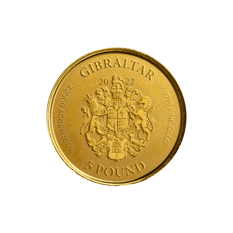 2022 Gibraltar Lady Justice 1/10oz .9999 Gold Bullion Coin