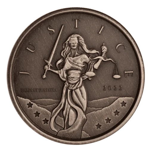 2022 gibraltar lady justice 1oz 999 silver antiqued coin