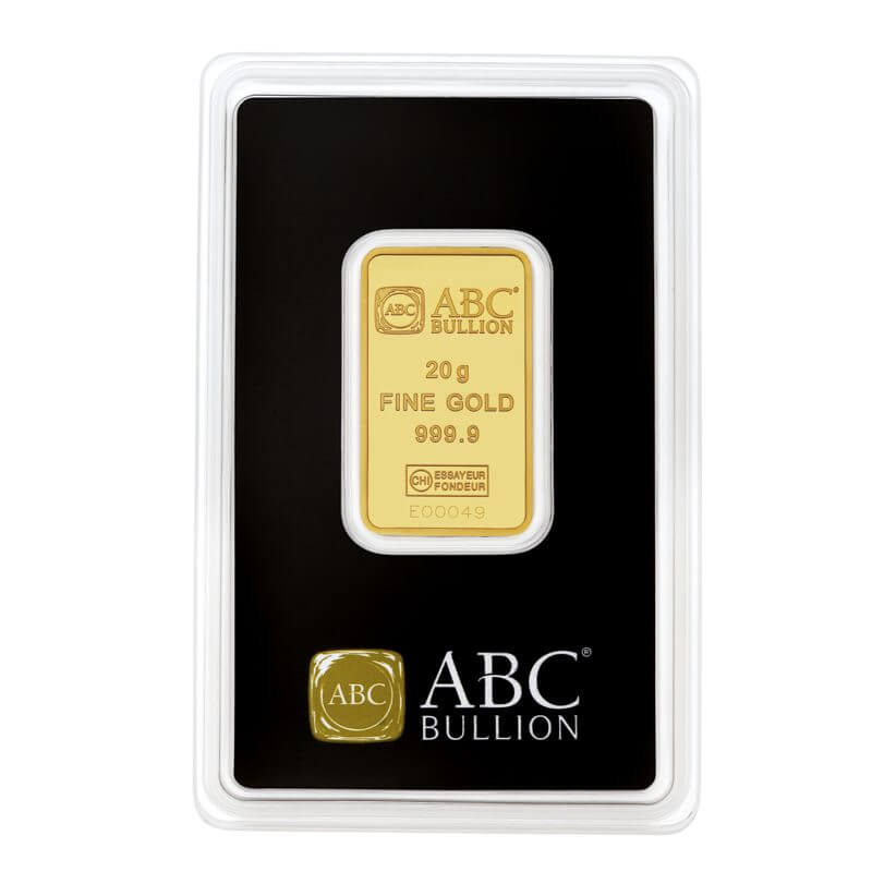 ABC Bullion 20g .9999 Gold Minted Bullion Bar in Card