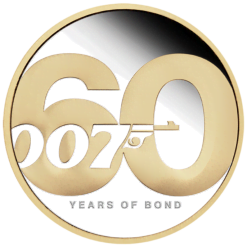 2022 60 Years of Bond 2oz .9999 Silver Proof Gilded Coin