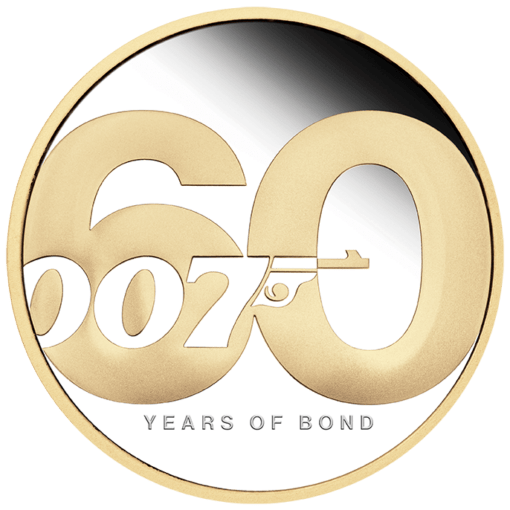 2022 60 years of bond 2oz 9999 silver proof gilded coin