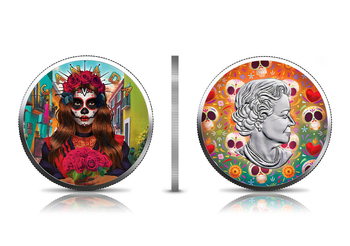 2022 Dia de Muertos - Day of the Dead Maple Leaf 1oz Silver 3 Coin Set - Glow in the Dark