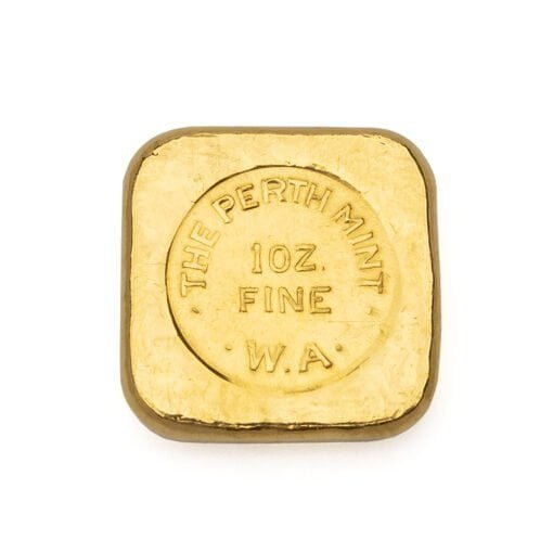 perth mint 1oz 9999 gold cast bullion bar left facing swan