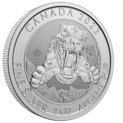 2023 ice age smilodon sabre toothed cat 2oz 9999 silver bullion coin